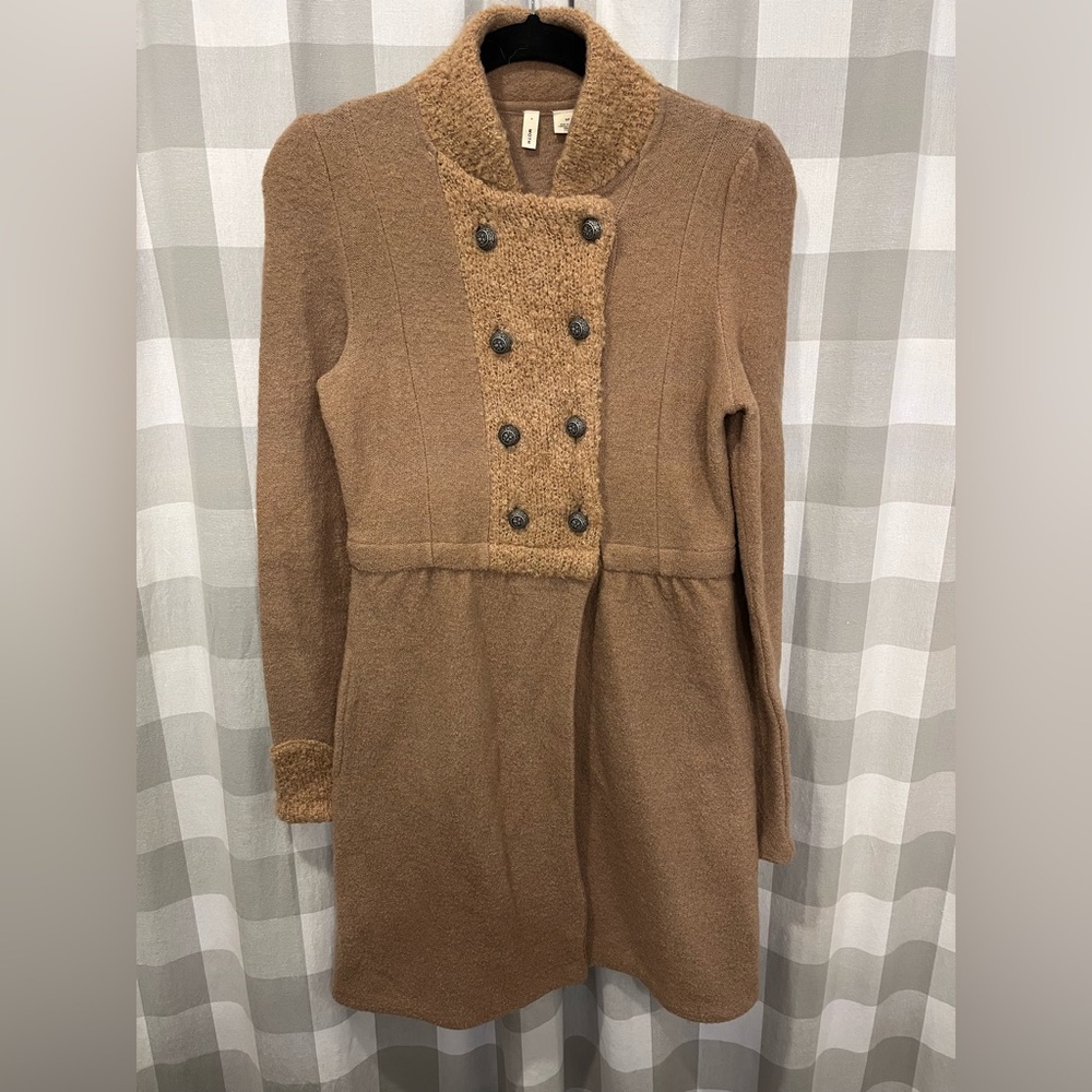 Moth Tan Double-Breasted Teddy Jacket